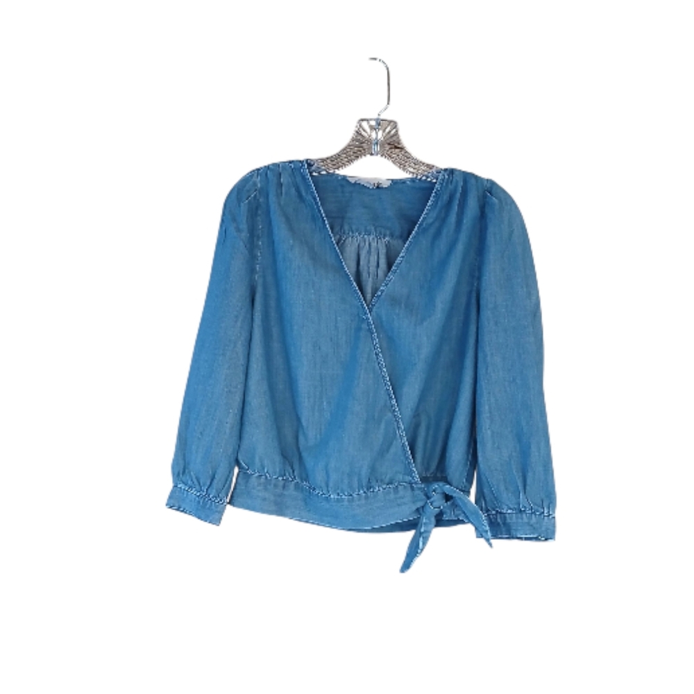 Madewell Blue Denim Wrap Blouse Small
